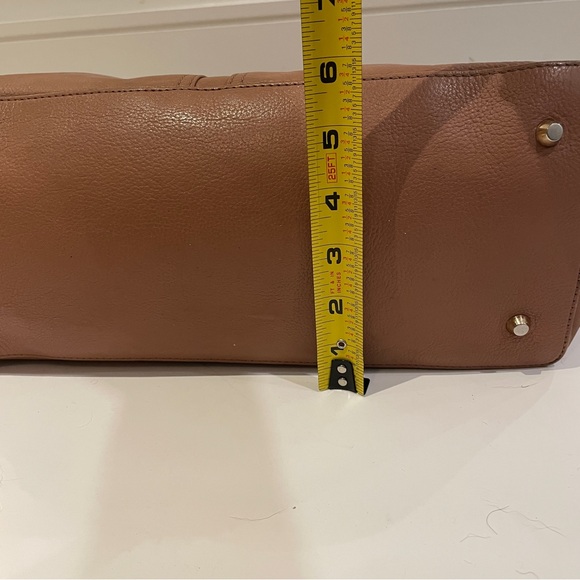 Modalu London Leather Satchel Tote, Warm Rose Tan, Triple Compartment - Picture 16 of 16